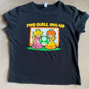 Vintage Two Girls 1 UP ROOSTER TOOTH Crop Top LG